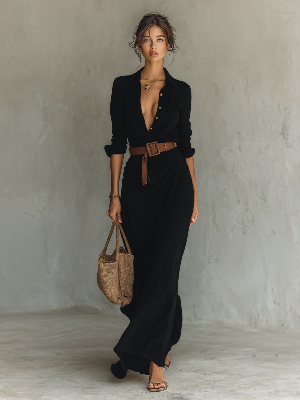 Alina | Vestido maxi Imperial Chic con cinturón