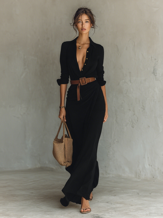 Alina | Vestido maxi Imperial Chic con cinturón
