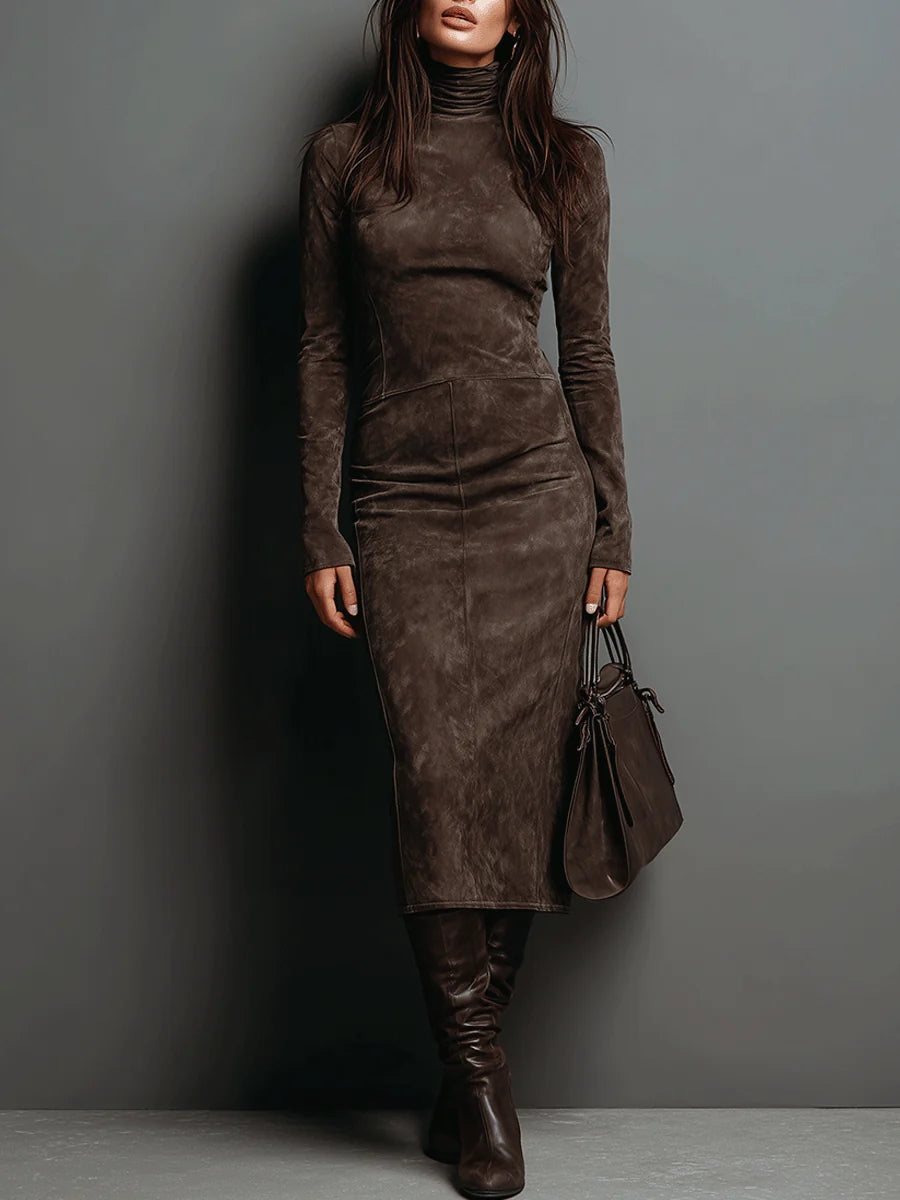 Fiorella | Vestido midi ajustado de cuello alto