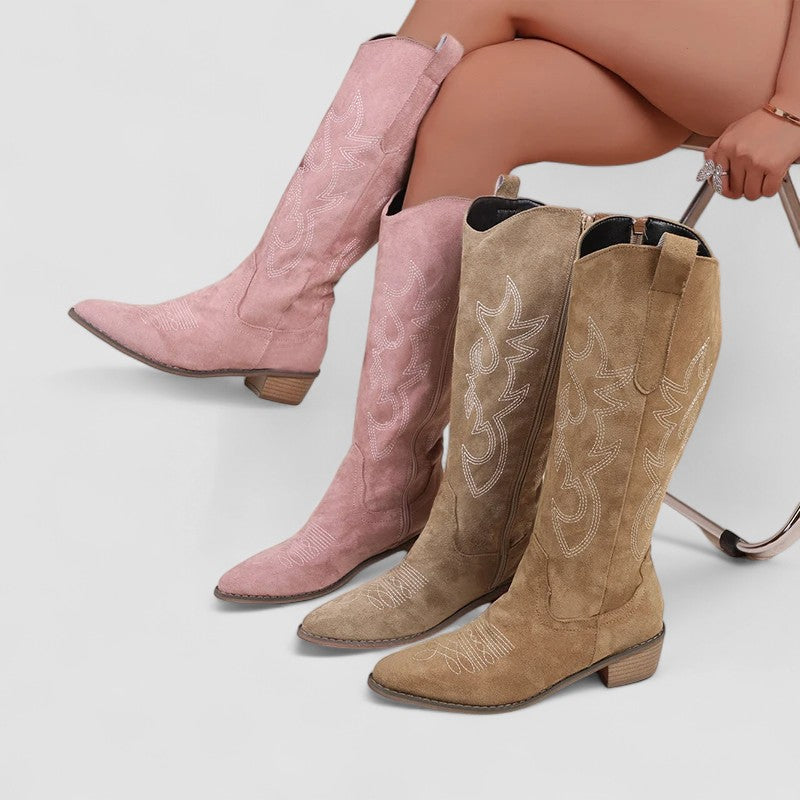 Valentina | Botas western bordadas de tacón bajo