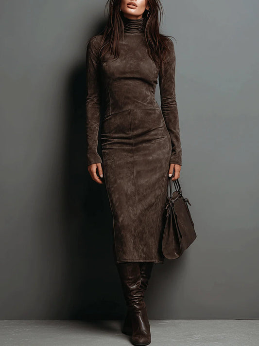 Fiorella | Vestido midi ajustado de cuello alto