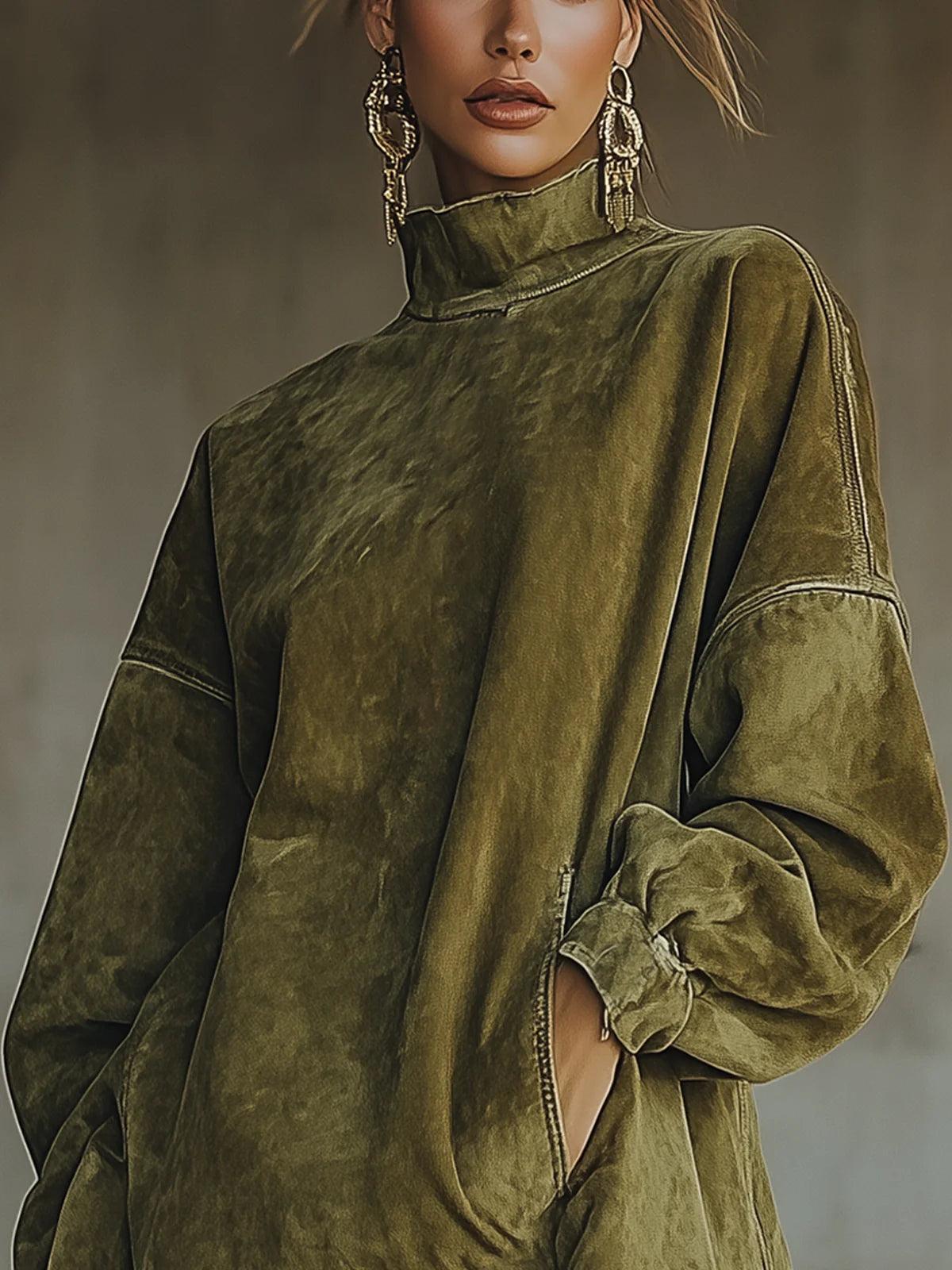 Susanna | Vestido de otoño con flecos y cuello alto