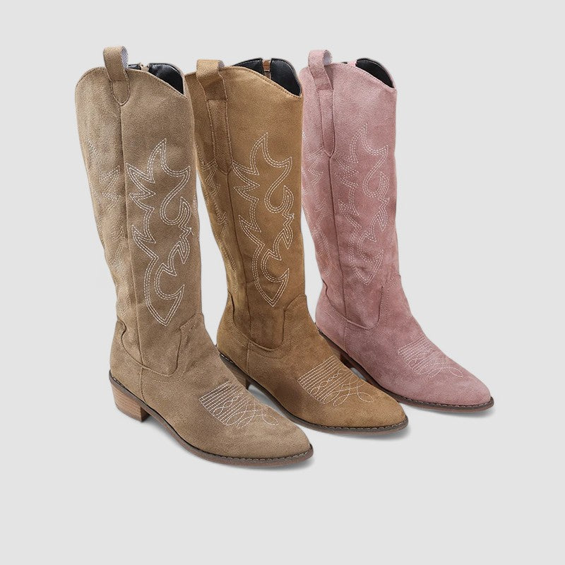 Valentina | Botas western bordadas de tacón bajo