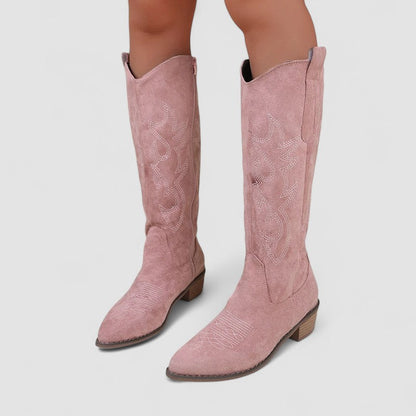 Valentina | Botas western bordadas de tacón bajo