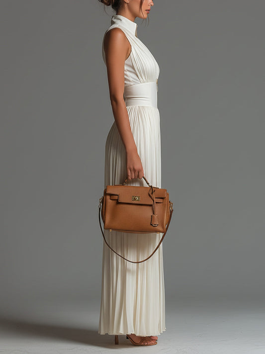 Solange · Mono Blanco de Gasa con Escote en V y Pantalón Palazzo