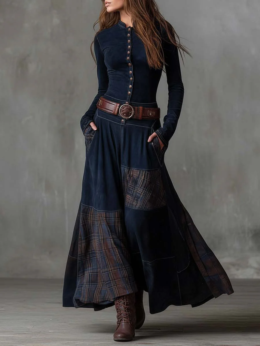 Livia | Vestido maxi efecto ante con cinturón