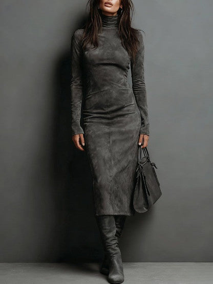 Fiorella | Vestido midi ajustado de cuello alto