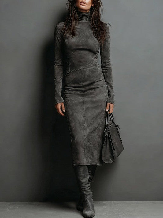 Fiorella | Vestido midi ajustado de cuello alto